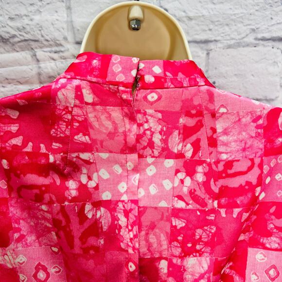 Vintage 70s Handmade Maxi Dress Long Sleeve Pink Patchwork V-Neck Size S - Picture 6 of 8